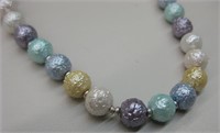 Dyed Natural Pearls Sterling Silver Necklace