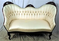 Antique Victorian Rose Wood Tufted Parlor Sofa
