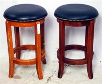 Pair Of Round Swivel Top Bar Stools 25" Tall