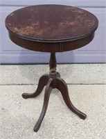 Antique 18" Round Wood Accent Table