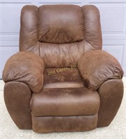 Brown Soft Leather Overstuffed Recliner