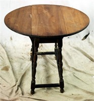 Antique Small Drop Leaf Four Leg Oval End Table