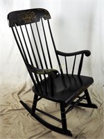 Vintage Black Colonial Stencil Rocking Chair