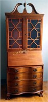 Vintage Colonial Bow Front Tall Writing Secretary
