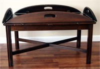 Drop Leaf Wood Coffee Table, Dark Stain