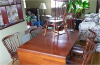 Cherry Drop Leaf Table & 5 Windsor Chairs Set
