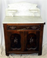 Antique Marble Top Victorian Wash Stand Cabinet