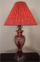 Vintage Czechoslovakia Red Glass Table Lamp