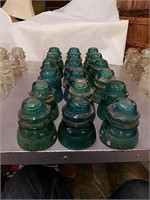 Collection of 15 blue glass Hemingray Glass