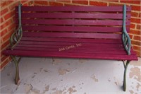 Vintage Wood & Cast Iron Park Bench