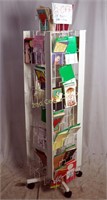 5 Tier Four- Sided Rolling Card Rack W/ Cards