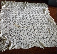 Antique Hand Crochet Large Table Cloth