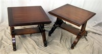 2 Mid Century Dark Wood Short End Tables