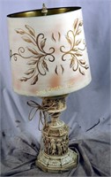 Antique Ornate Napoleon Roman Table Lamp & Shade