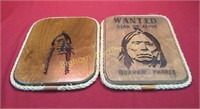 Wooden Plaques w/ Rope Borders, 2pc Lot
