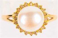 Jewelry 14kt Yellow Gold Pearl Cocktail Ring