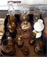 12 Vintage Kerosene Lamps Collectibles Box Lot