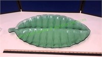 Green Glass Leaf Platter