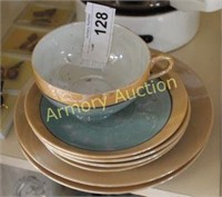 LUSTER DECORATED CUP AND SUCERS - PLATES