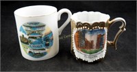 2 Cleveland & Niagara Falls Porcelain Picture Cups