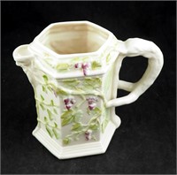 Antique 7" Belleek Floral Ivy Ceramic Pitcher