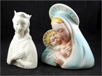 2 Vintage 7" Religious Figurines Planters