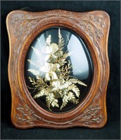 Vintage Hawaiian Gold Art Fern & Orchid Picture