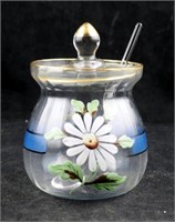 Mid Century Hand Painted 4" Condiment Jar