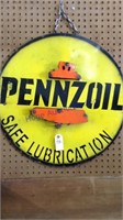 Round Pennzoil metal sign