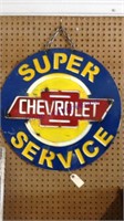 Chevrolet, super service metal sign