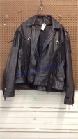 Leather jacket with fringe