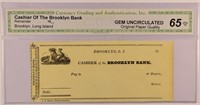 1800's Brooklyn Bank Script Remainder.