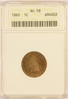 1860 Pointed Bust Indian Cent.