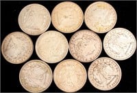 Coin 10 Morgan Silver Dollars Fine to Extra Fine