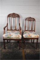 Pair of Mahogany Chairs w/ Carved Back
