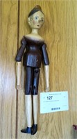 13" vintage handmade wooden doll