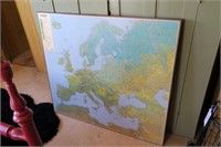 37.5" x 42" map of Europe on board