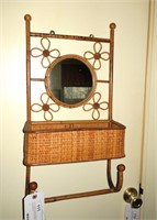 Lot, 24" bamboo hanging wall shelf with mirror,