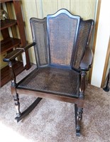 Wooden cane seat and back rocker