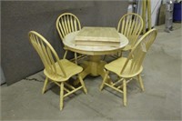Solid Wood Table With (4) Chairs and (1) Leaf