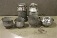 (2) Milk Cans and (4) Strainers
