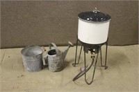 LP Burner with Pot, Water Can and Bucket