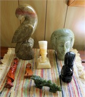 Lot, assorted carved marble statues and carved