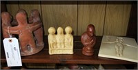 Lot, assorted pottery statues,candle holder,
