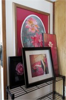 Lot, 17" x 12" Dahlia watercolor framed and matted