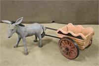 Concrete Donkey and Wagon Yard Ornament