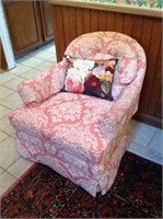 Pink Upholstered Arm Chair -
