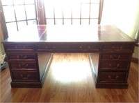 Vintage Executive Desk w/ Leather Top-6A
