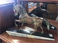 Rare early 20th C French spelter racehorse statue