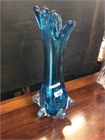 1950’s French blue crystal vase